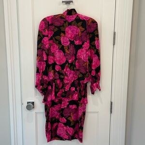Vintage 1980s 100% Silk Julie Francis Bergdorf Goodman Made in Korea Dress